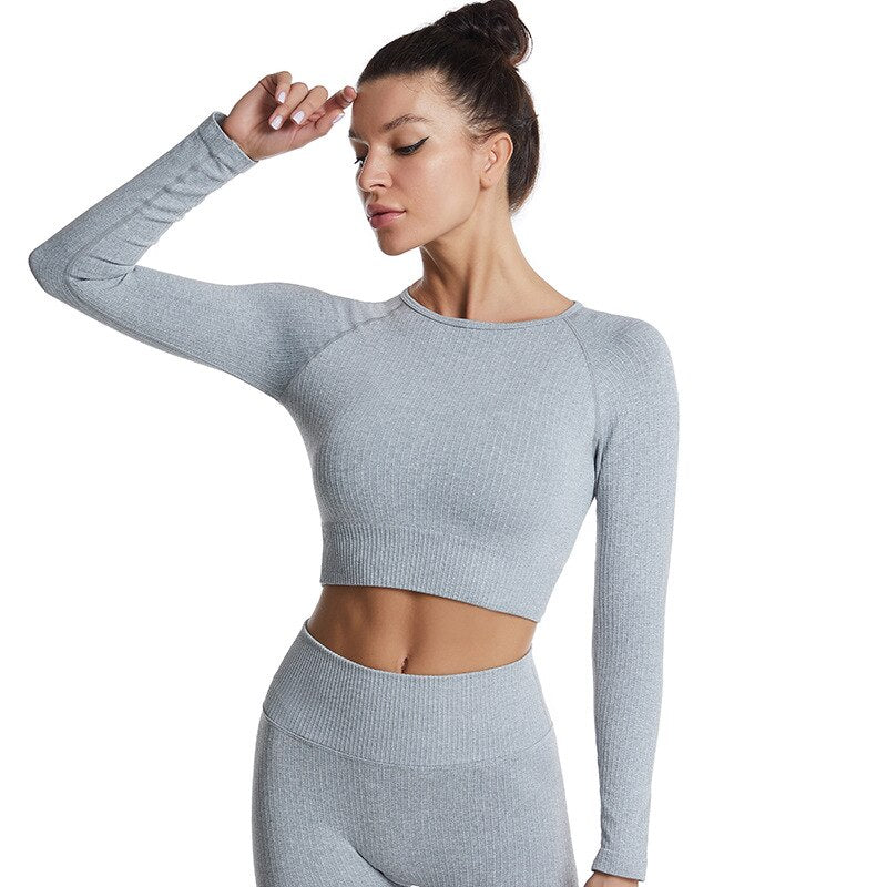 Long Sleeve Crop Top/High Waisted Leggings