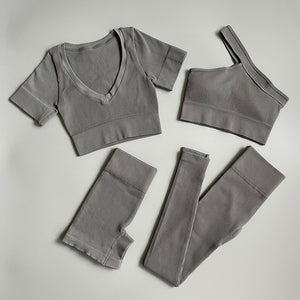 2/3/4/ Pc Legging/Shorts with Crop Top/Sports Bra Set