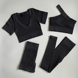 2/3/4/ Pc Legging/Shorts with Crop Top/Sports Bra Set
