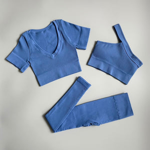 2/3/4/ Pc Legging/Shorts with Crop Top/Sports Bra Set