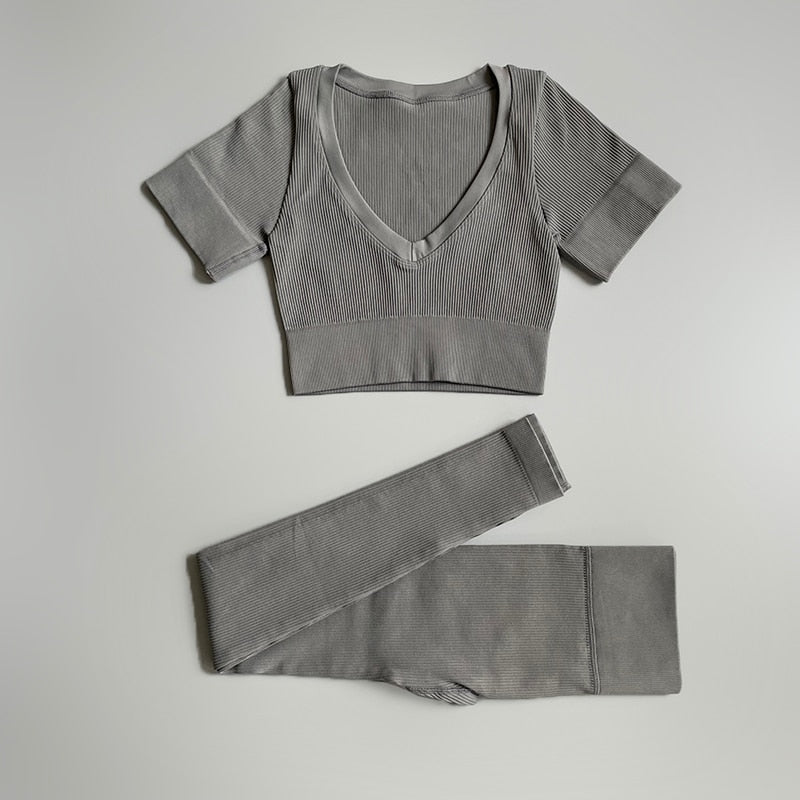 2/3/4/ Pc Legging/Shorts with Crop Top/Sports Bra Set