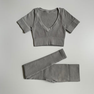 2/3/4/ Pc Legging/Shorts with Crop Top/Sports Bra Set
