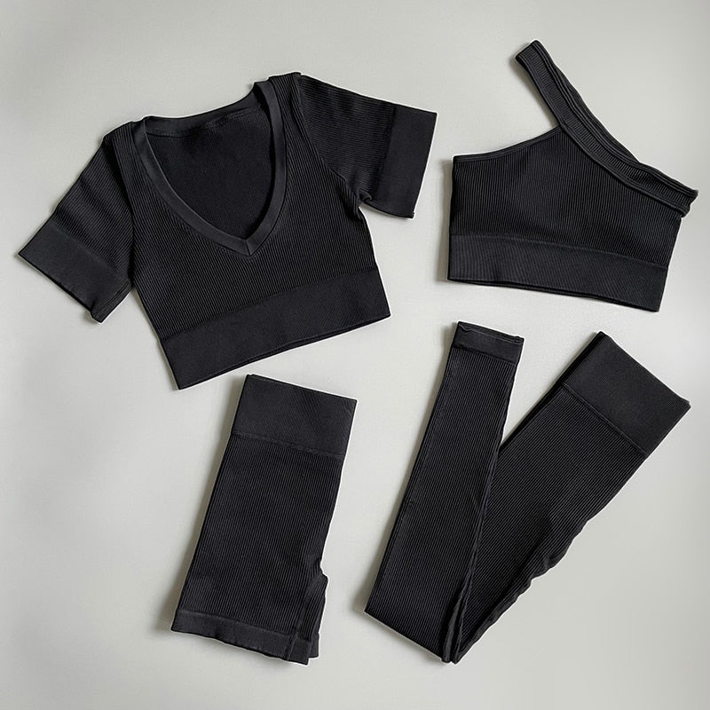 2/3/4/ Pc Legging/Shorts with Crop Top/Sports Bra Set
