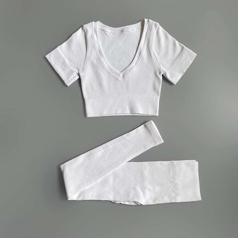 2/3/4/ Pc Legging/Shorts with Crop Top/Sports Bra Set