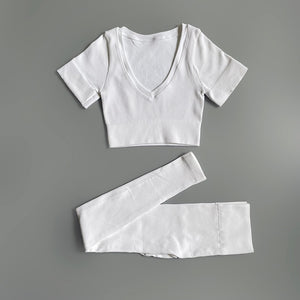 2/3/4/ Pc Legging/Shorts with Crop Top/Sports Bra Set