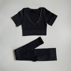 2/3/4/ Pc Legging/Shorts with Crop Top/Sports Bra Set