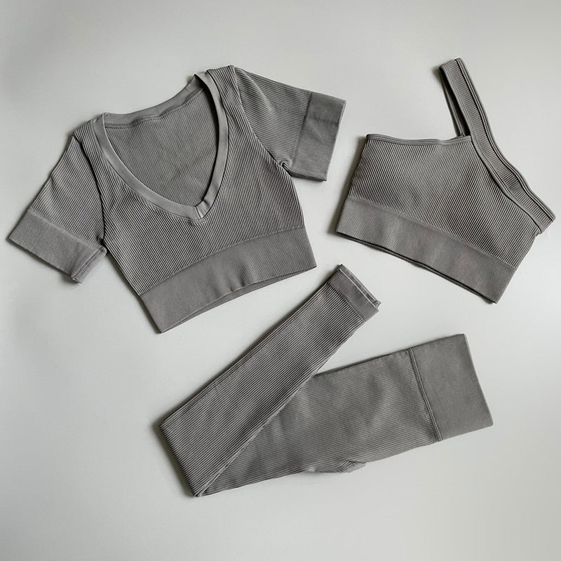 2/3/4/ Pc Legging/Shorts with Crop Top/Sports Bra Set