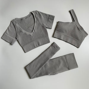 2/3/4/ Pc Legging/Shorts with Crop Top/Sports Bra Set
