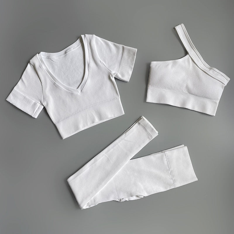 2/3/4/ Pc Legging/Shorts with Crop Top/Sports Bra Set