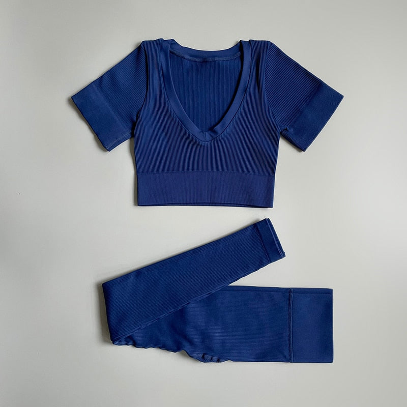 2/3/4/ Pc Legging/Shorts with Crop Top/Sports Bra Set