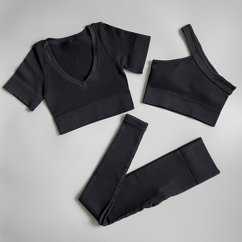 2/3/4/ Pc Legging/Shorts with Crop Top/Sports Bra Set