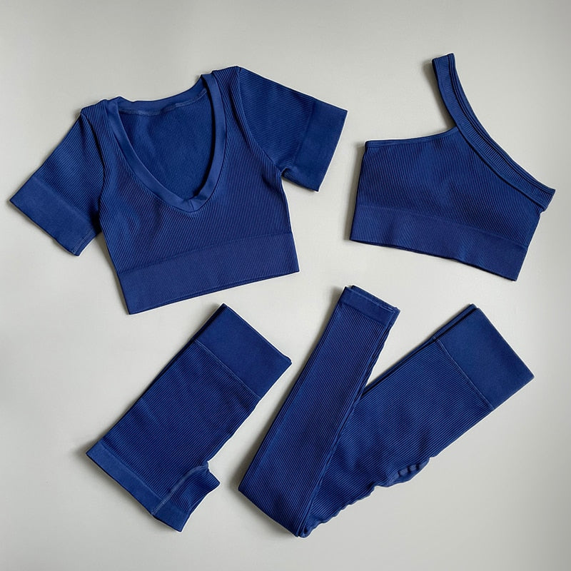2/3/4/ Pc Legging/Shorts with Crop Top/Sports Bra Set